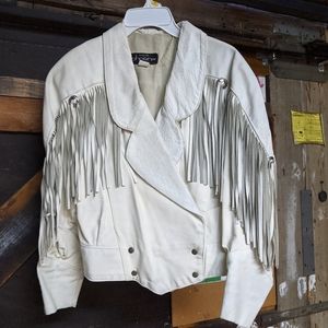 Real leather Phoenix tasseled jacket 'tiger queen